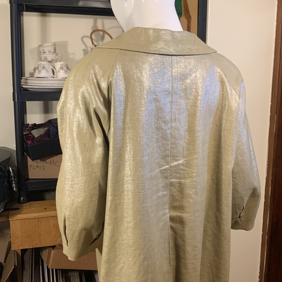 LAL GOLD METALLIC LINEN/COTTON BLEND JACKET SMOCK - Picture 6 of 15